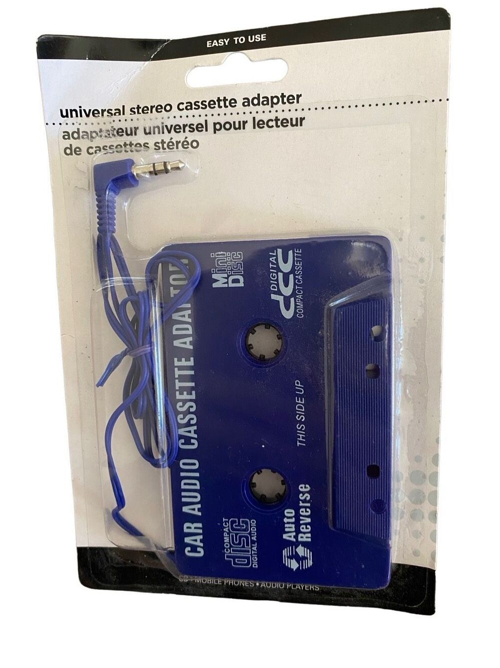 Universal Stereo Cassette Adapter Media Music Blue Car Travel Vehicle Tape